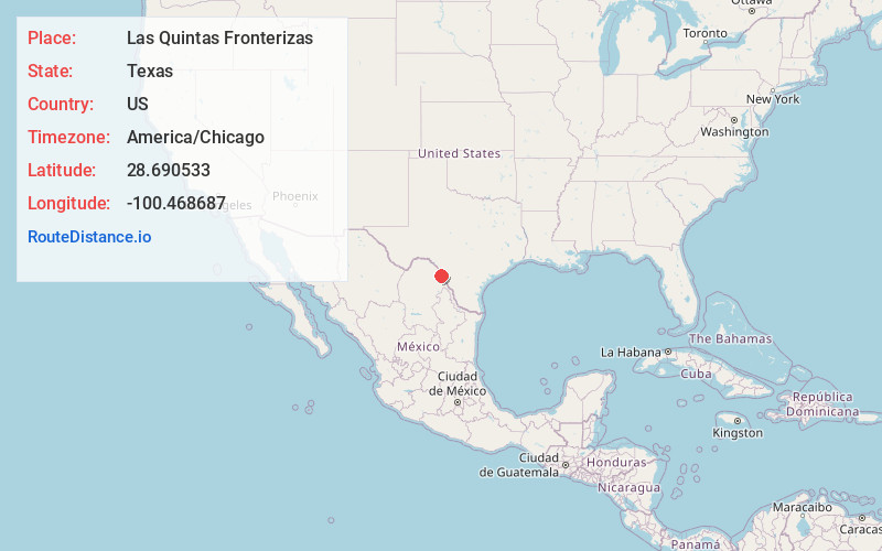 Map of Las Quintas Fronterizas
