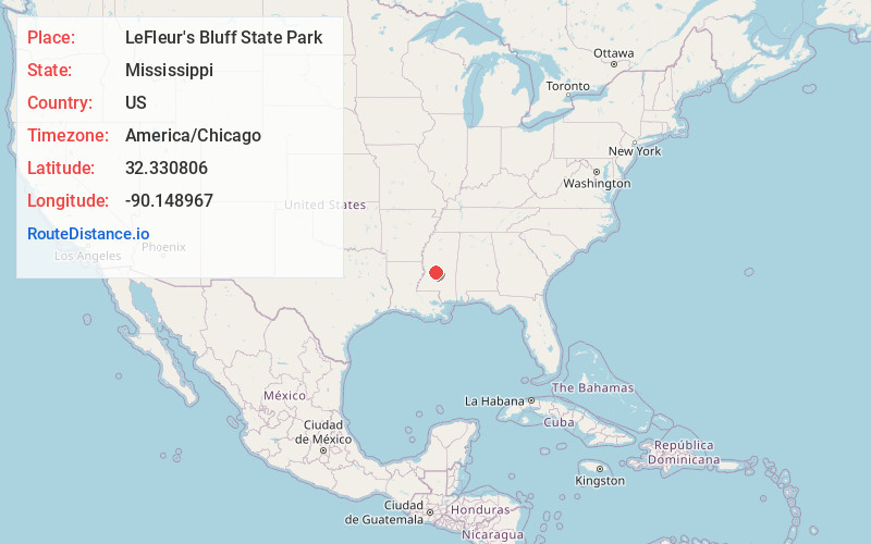 Map of LeFleur's Bluff State Park