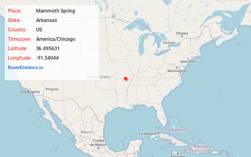 Map of Mammoth Spring