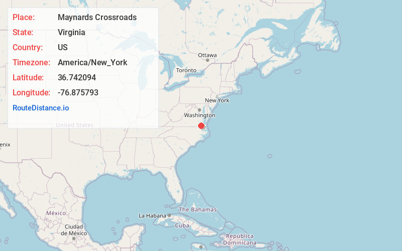 Map of Maynards Crossroads