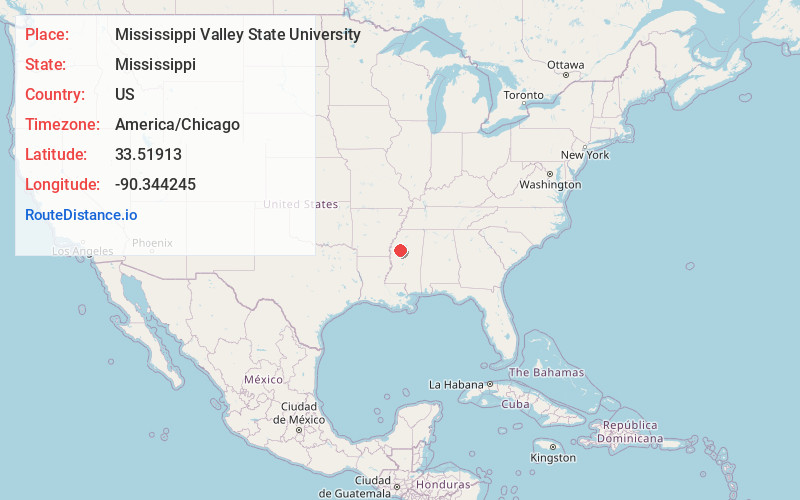 Map of Mississippi Valley State University
