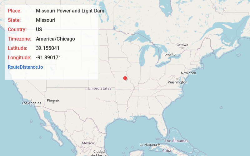 Map of Missouri Power and Light Dam