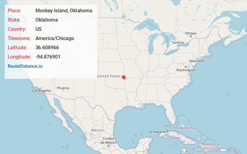 Map of Monkey Island, Oklahoma