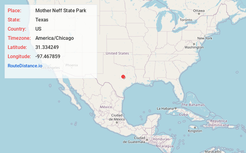 Map of Mother Neff State Park