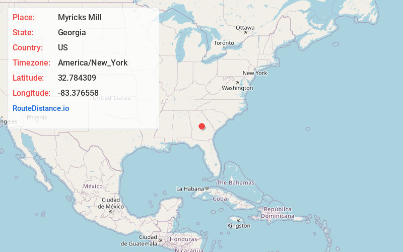 Map of Myricks Mill