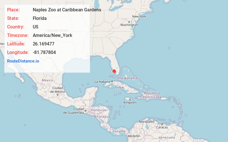 Map of Naples Zoo at Caribbean Gardens