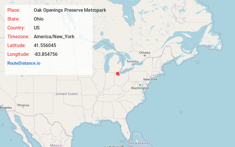 Map of Oak Openings Preserve Metropark