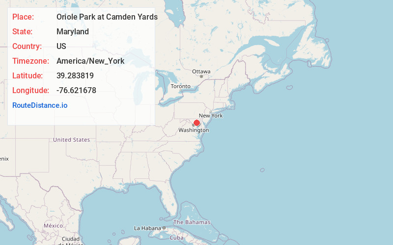 Map of Oriole Park at Camden Yards