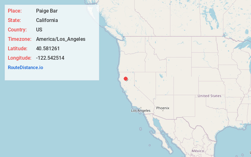 Map of Paige Bar