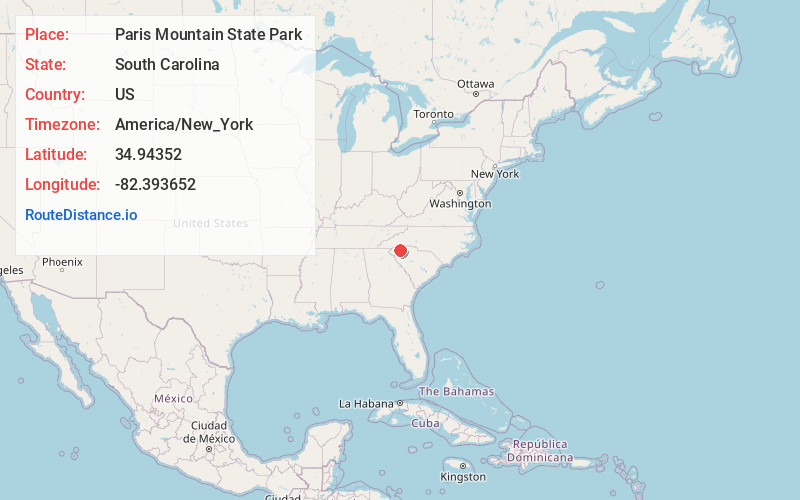 Map of Paris Mountain State Park