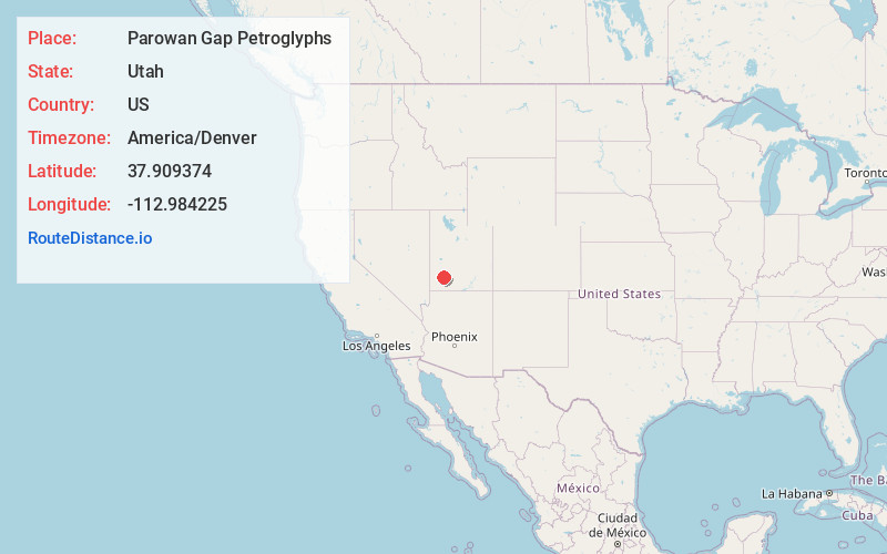 Map of Parowan Gap Petroglyphs
