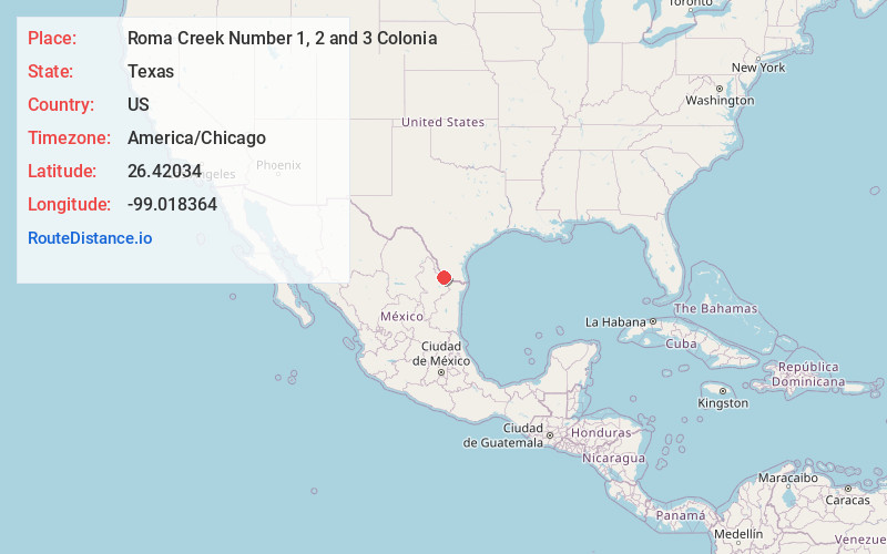 Map of Roma Creek Number 1, 2 and 3 Colonia