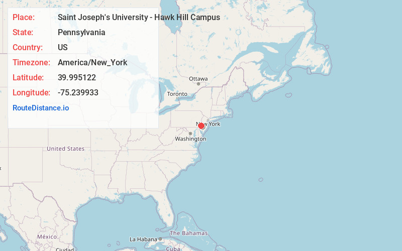 Map of Saint Joseph's University - Hawk Hill Campus