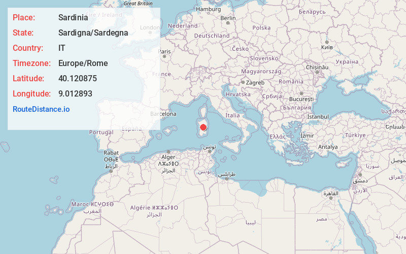 Map of Sardinia
