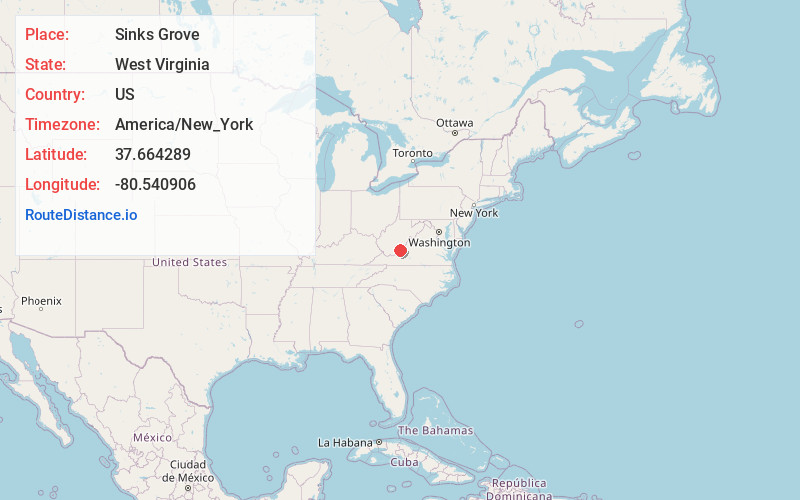 Map of Sinks Grove