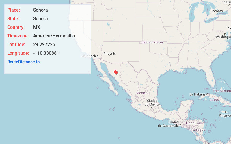 Map of Sonora