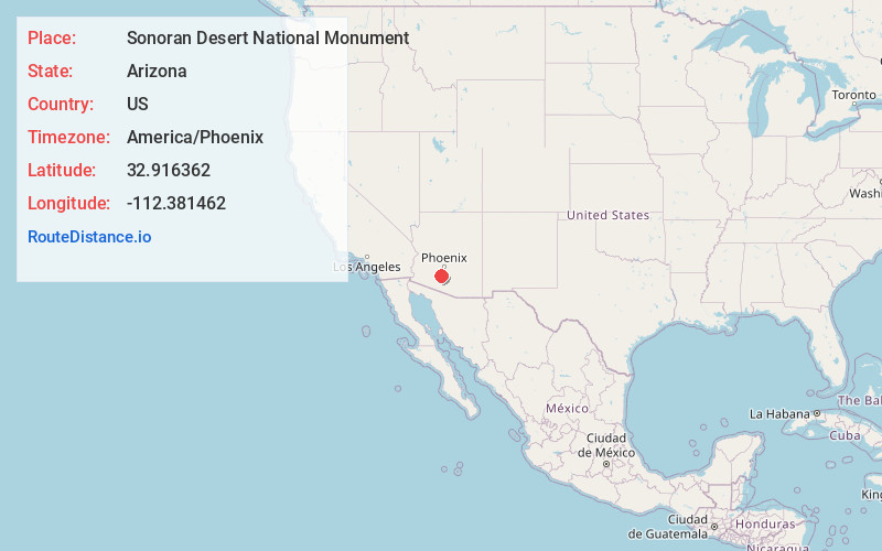 Map of Sonoran Desert National Monument