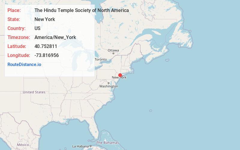 Map of The Hindu Temple Society of North America