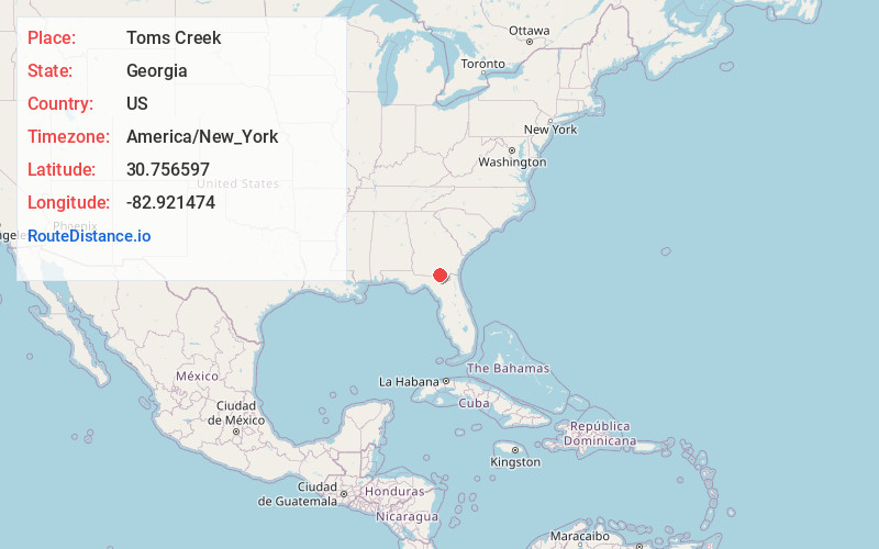 Map of Toms Creek