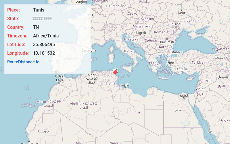 Map of Tunis