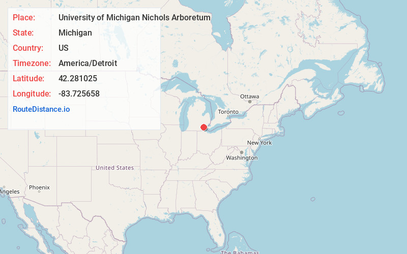 Map of University of Michigan Nichols Arboretum