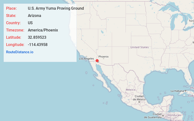 Map of U.S. Army Yuma Proving Ground