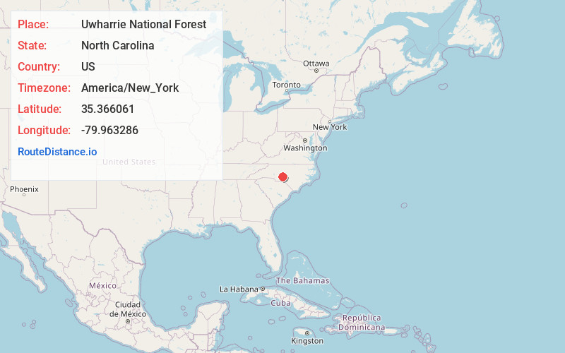 Map of Uwharrie National Forest