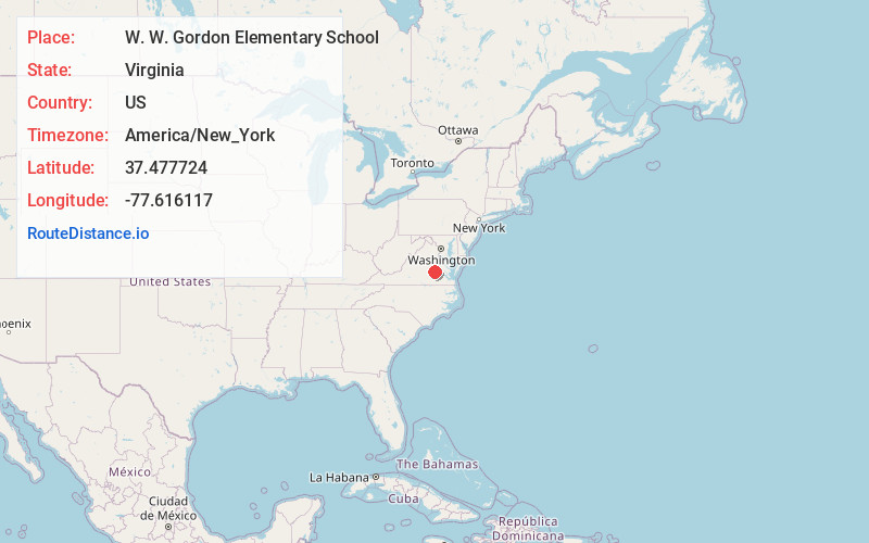 Map of W. W. Gordon Elementary School