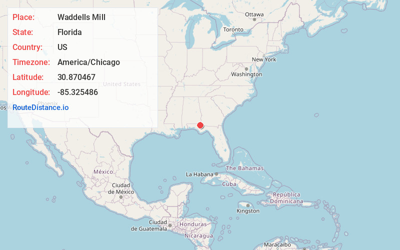 Map of Waddells Mill
