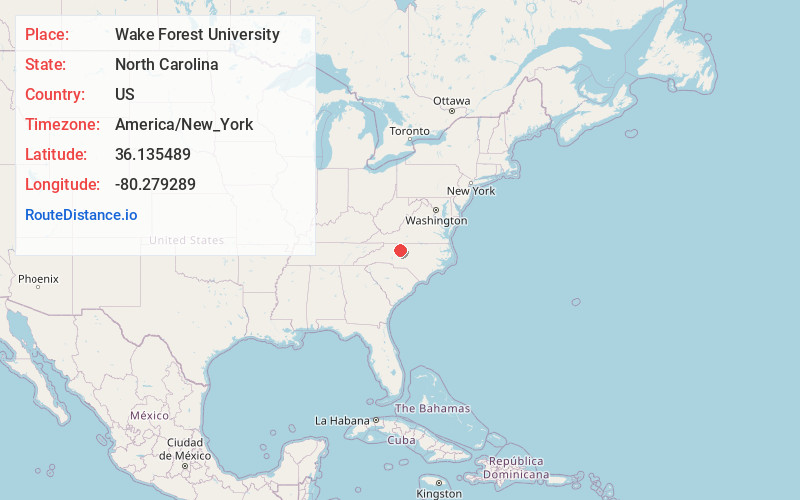 Map of Wake Forest University