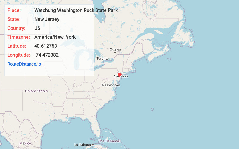 Map of Watchung Washington Rock State Park