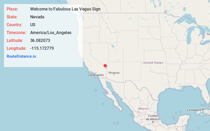Map of Welcome to Fabulous Las Vegas Sign