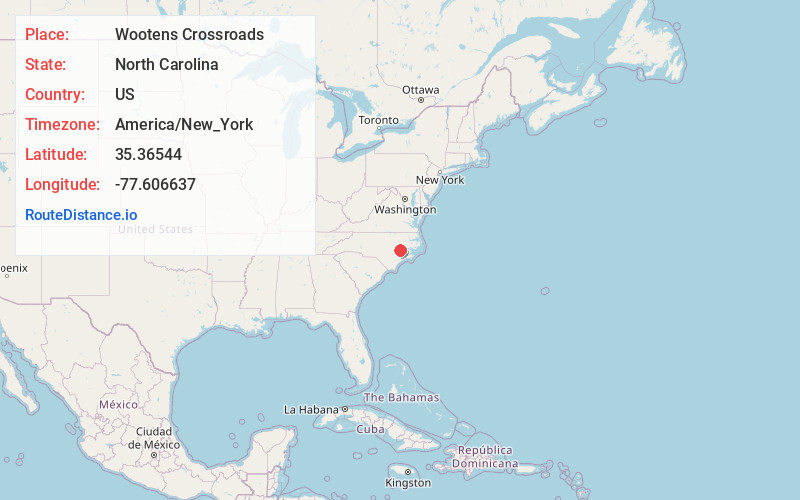 Map of Wootens Crossroads