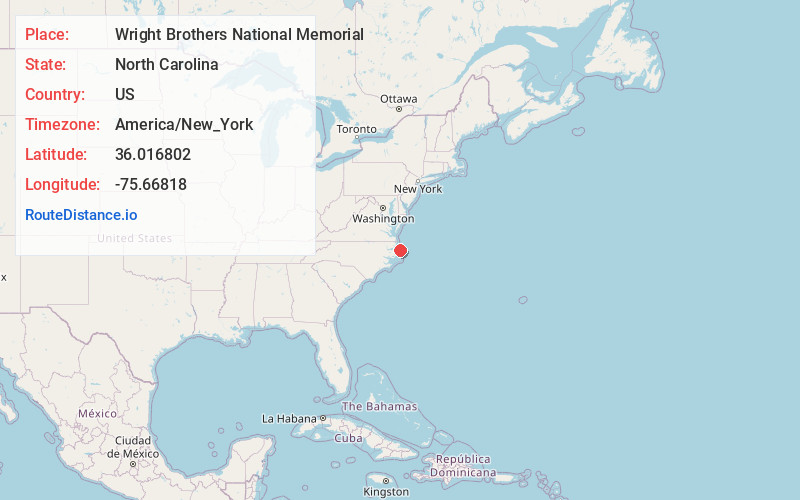 Map of Wright Brothers National Memorial