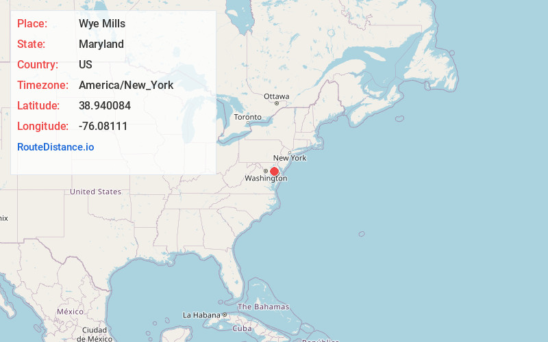 Map of Wye Mills