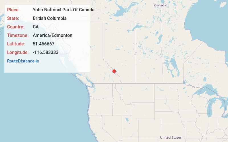 Map of Yoho National Park Of Canada