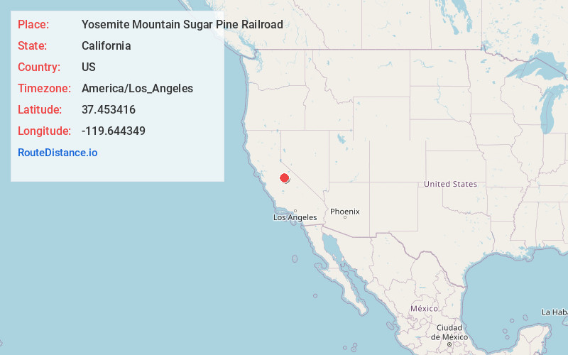 Map of Yosemite Mountain Sugar Pine Railroad