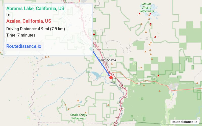 Route map from Abrams Lake to Azalea