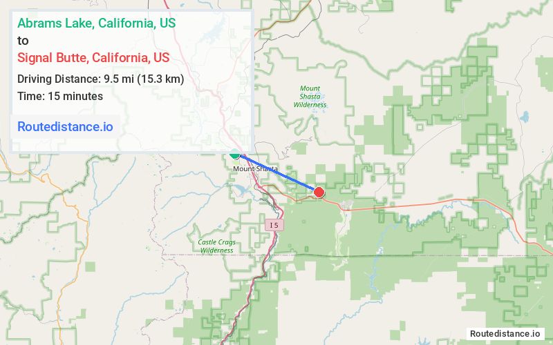 Route map from Abrams Lake to Signal Butte