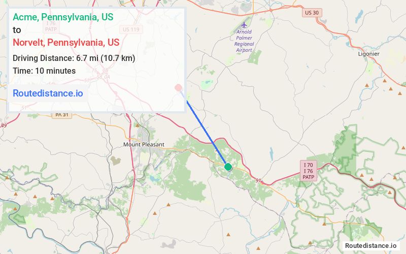Route map from Acme to Norvelt