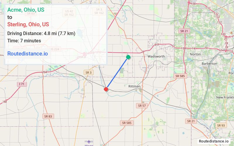 Route map from Acme to Sterling