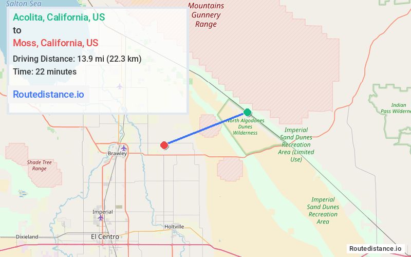 Route map from Acolita to Moss