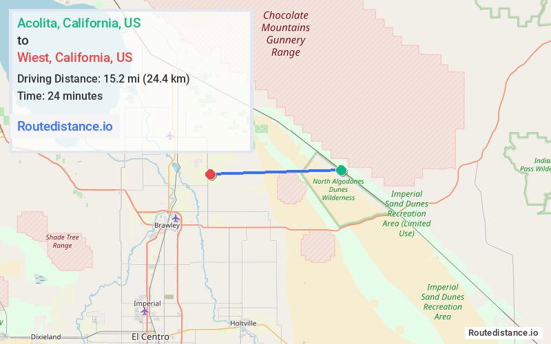Distance from Acolita to Wiest