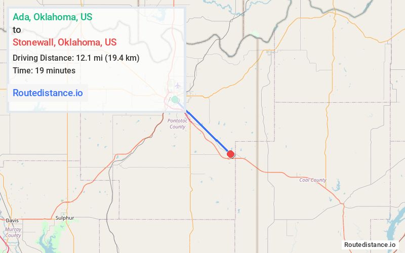 Distance from Ada to Stonewall