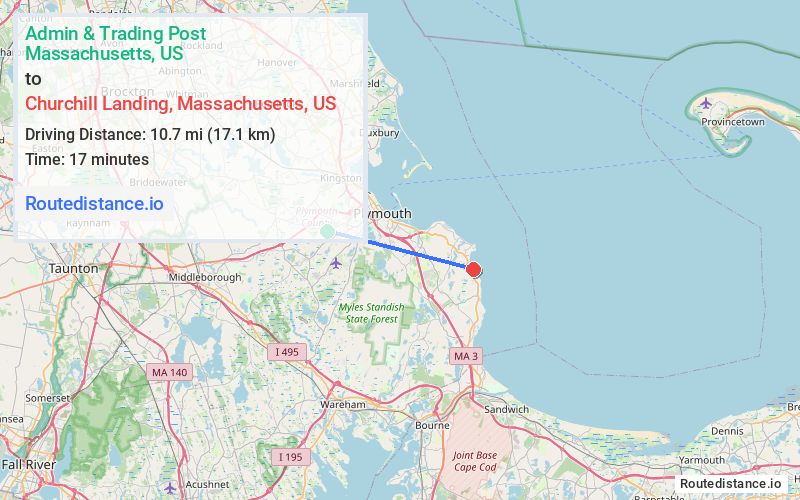 Route map from Admin & Trading Post to Churchill Landing