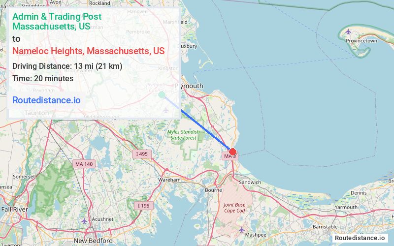 Route map from Admin & Trading Post to Nameloc Heights