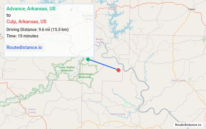 Distance from Advance to Culp