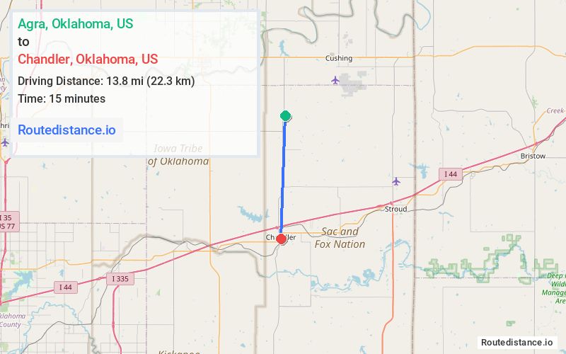 Route map from Agra to Chandler