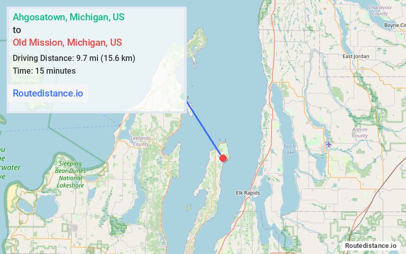 Route map from Ahgosatown to Old Mission