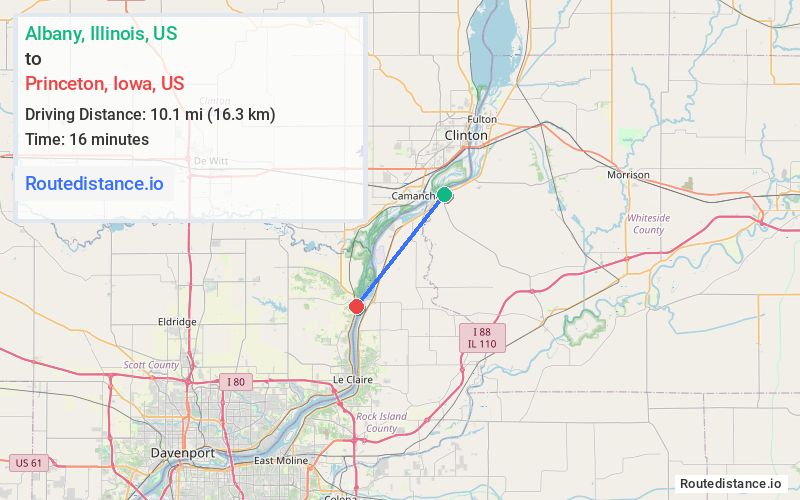 Route map from Albany to Princeton